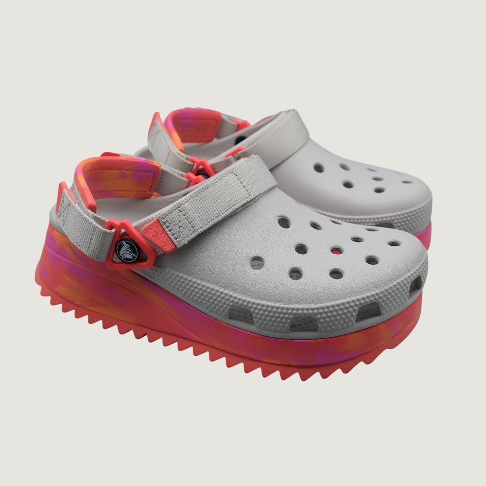 Crocs Hiker Clog Womens 7 Grey Pink Marbled Platform Sporty Streetwear 206772